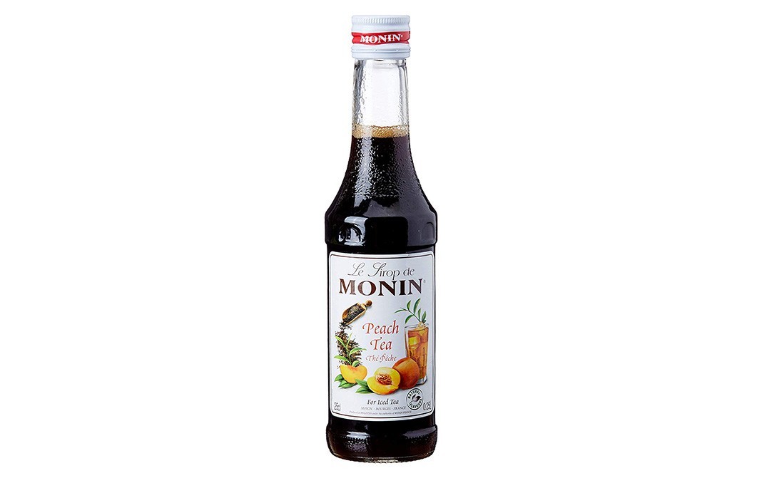 Monin Peach Tea Syrup    Glass Bottle  250 millilitre